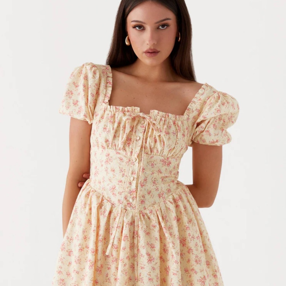 Peppermayo Cream and Pink Floral Mini Dress